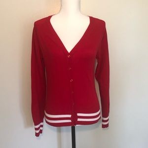 Red cardigan